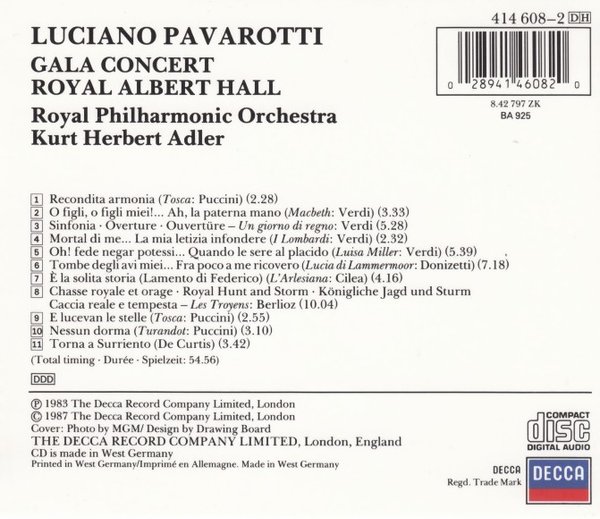 Luciano Pavarotti - Gala concert (Kurt Herbert Adler)